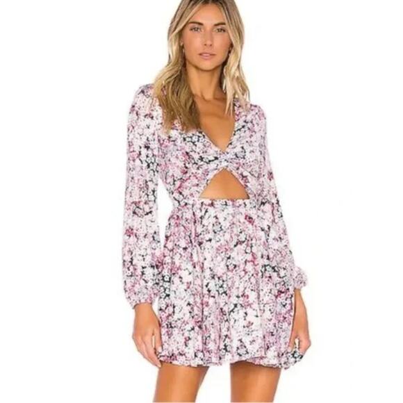 Michael Costello x Revolve Dress Women Size S Tabitha Floral Cut-Out Mini Vaca - Picture 1 of 16